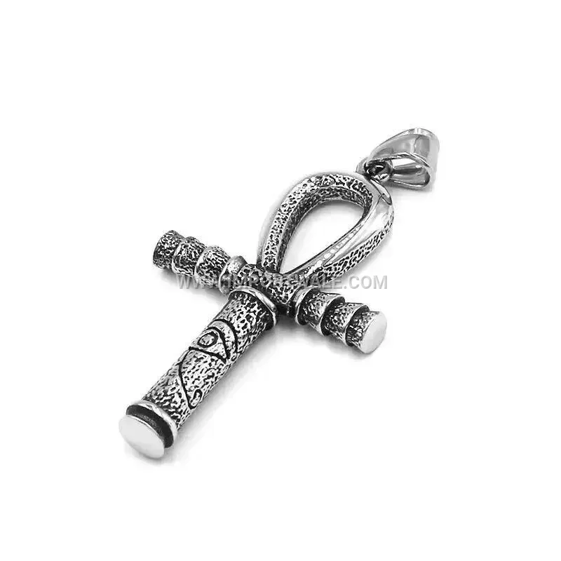 Stainless Steel Eye of Horus Cross Pendant for Men