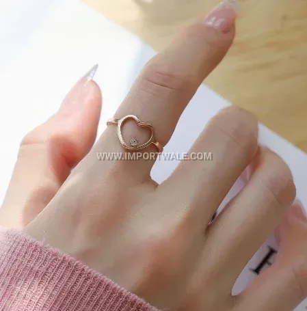 Heart Cut Zircon Openwork Stainless Steel Solitaire Ring