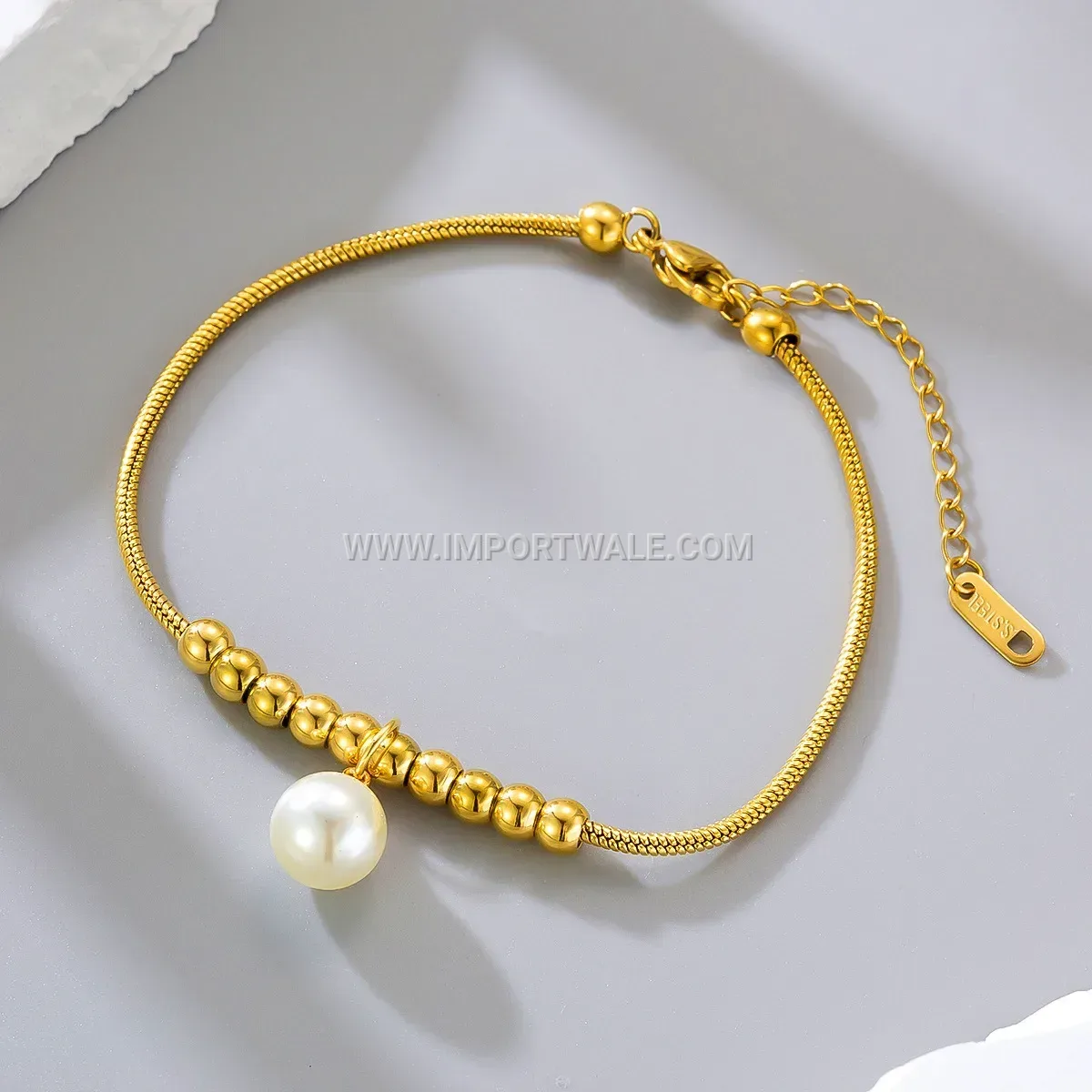 Beaded Snake Chain Heart Premium Anklet Anti Tarnish