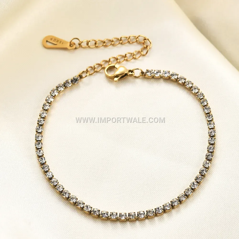 Single Row Cubic Zirconia Stainless Steel Tennis Bracelet