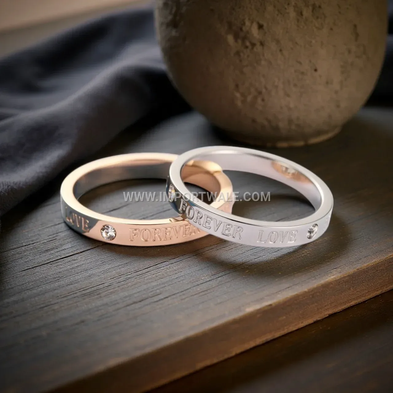 Diamond Accented Stainless Steel Love Band Ring