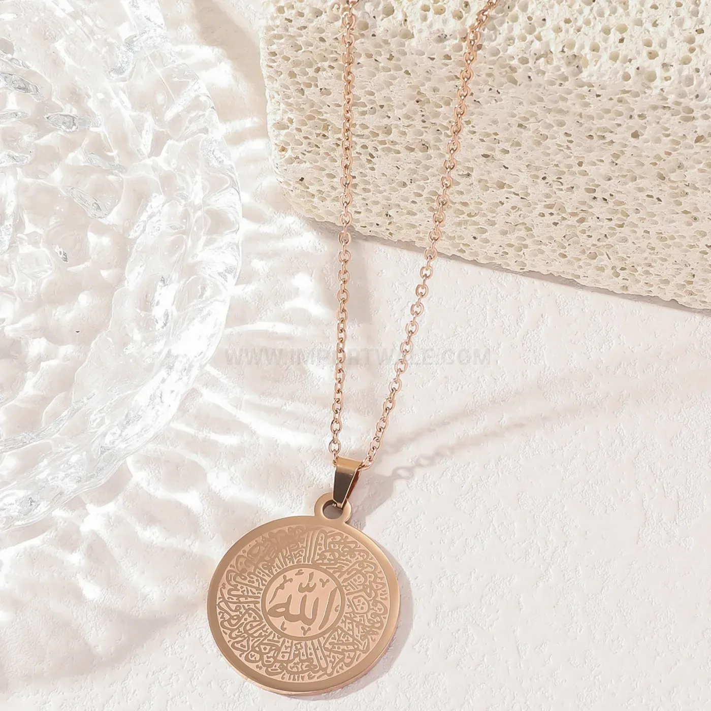 Trendy Stainless Steel Gold Plated Arabic Allah Calligraphy Pendant Necklace
