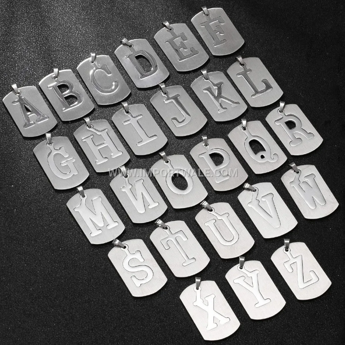 Brushed Cutout Alphabet Stainless Steel Men Pendant