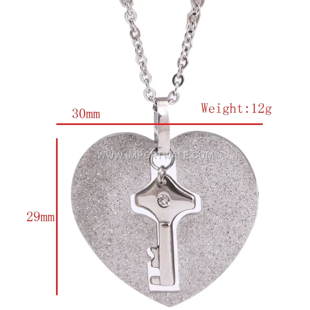 Vintage Style Cutout Heart Rhinestone Stainless Steel Pendant Necklace