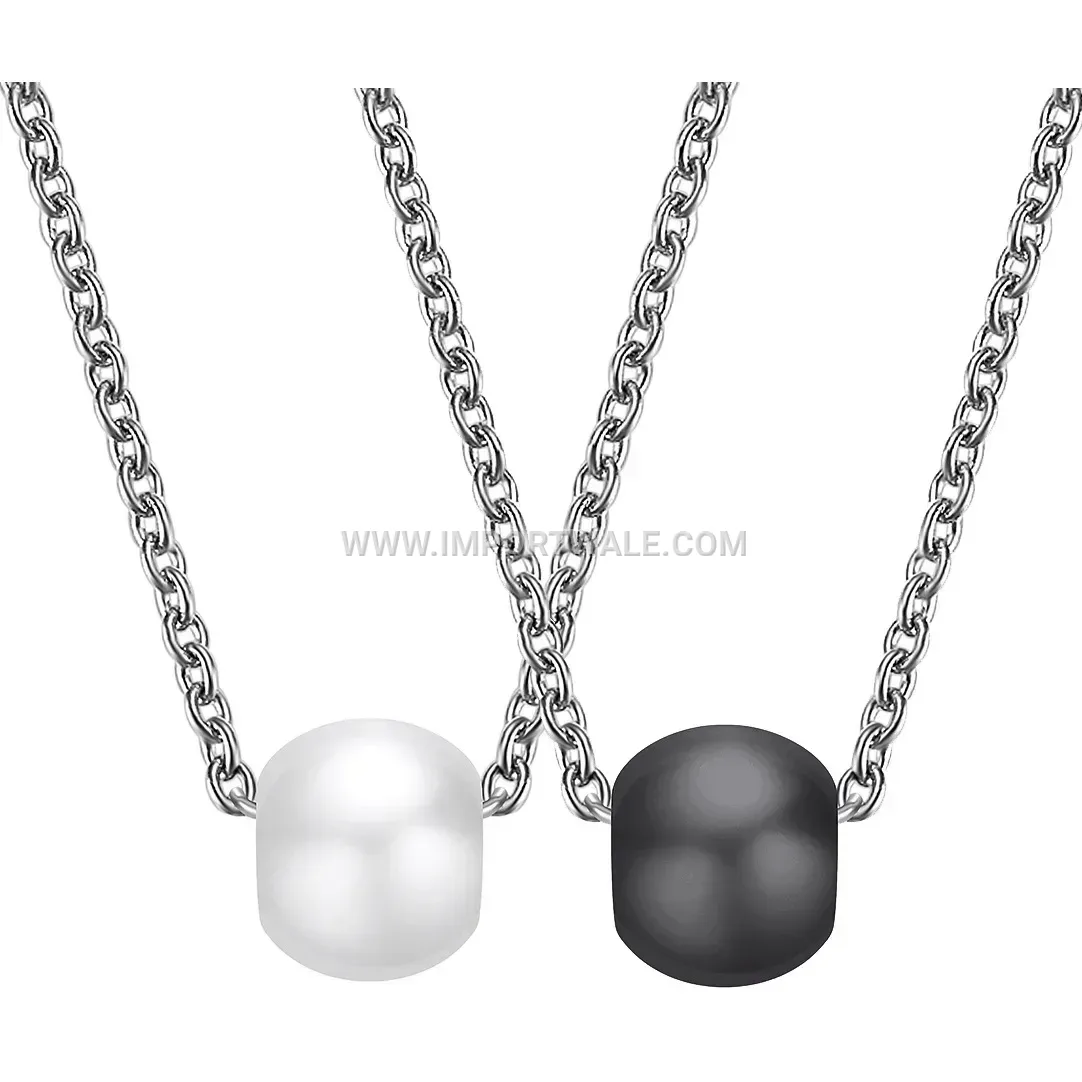 Minimalist Ceramic Sphere Pendant Stainless Steel Chain Necklace