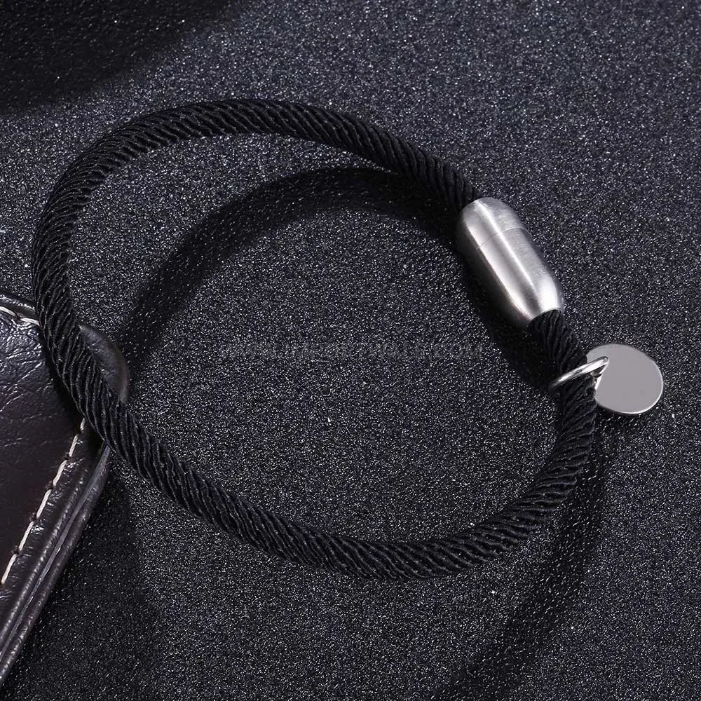 Colorful Braided Cord Bracelet with Stainless Steel Magnetic Clasp