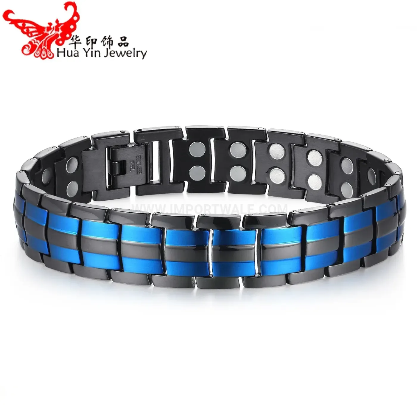 Classic Sleek Geometric Titanium Steel Bio Magnetic Link Bracelet