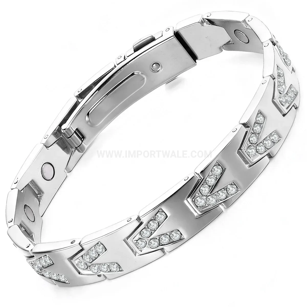Modern Unisex Geometric V-Shape Zircon Bio Magnetic Copper Bracelet