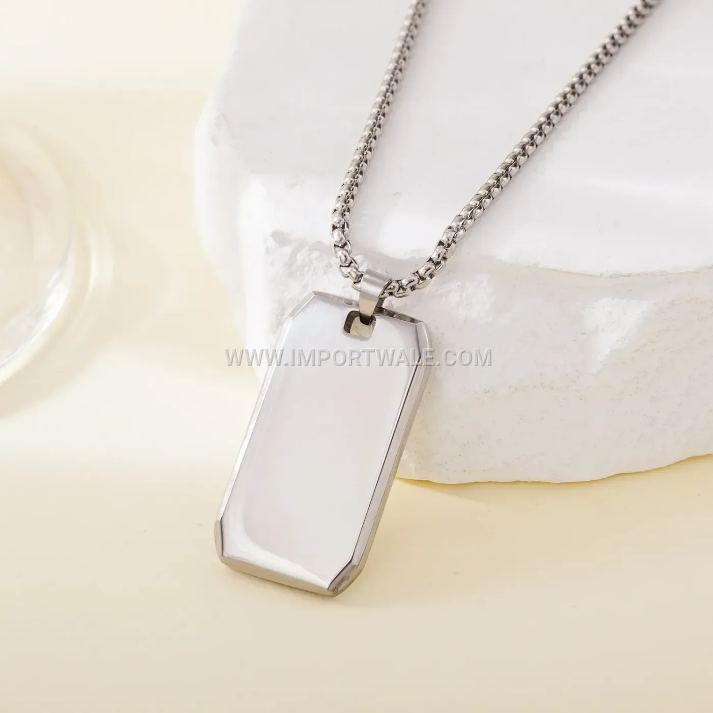 Smooth Geometric Square Stainless Steel Pendant Necklace for Men
