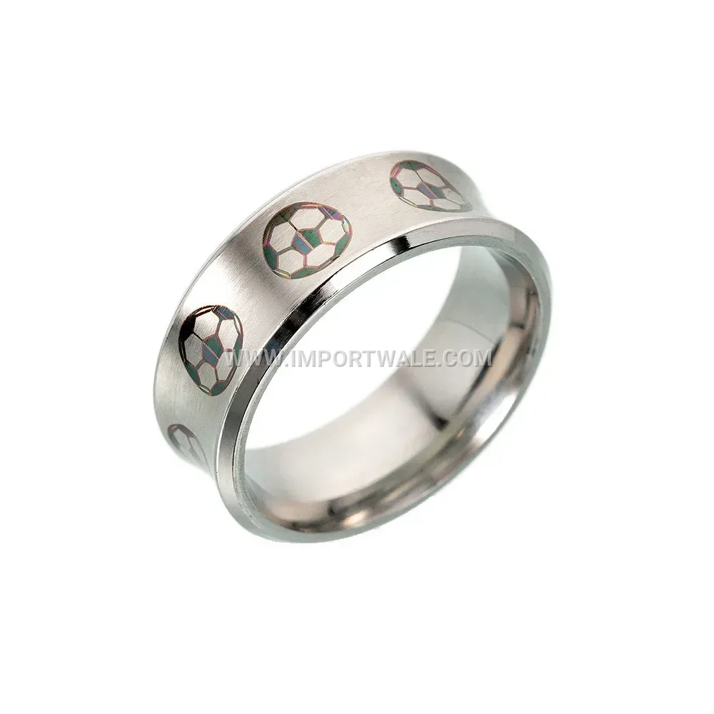 Engraved Geometric Stainless Steel Sport Ring