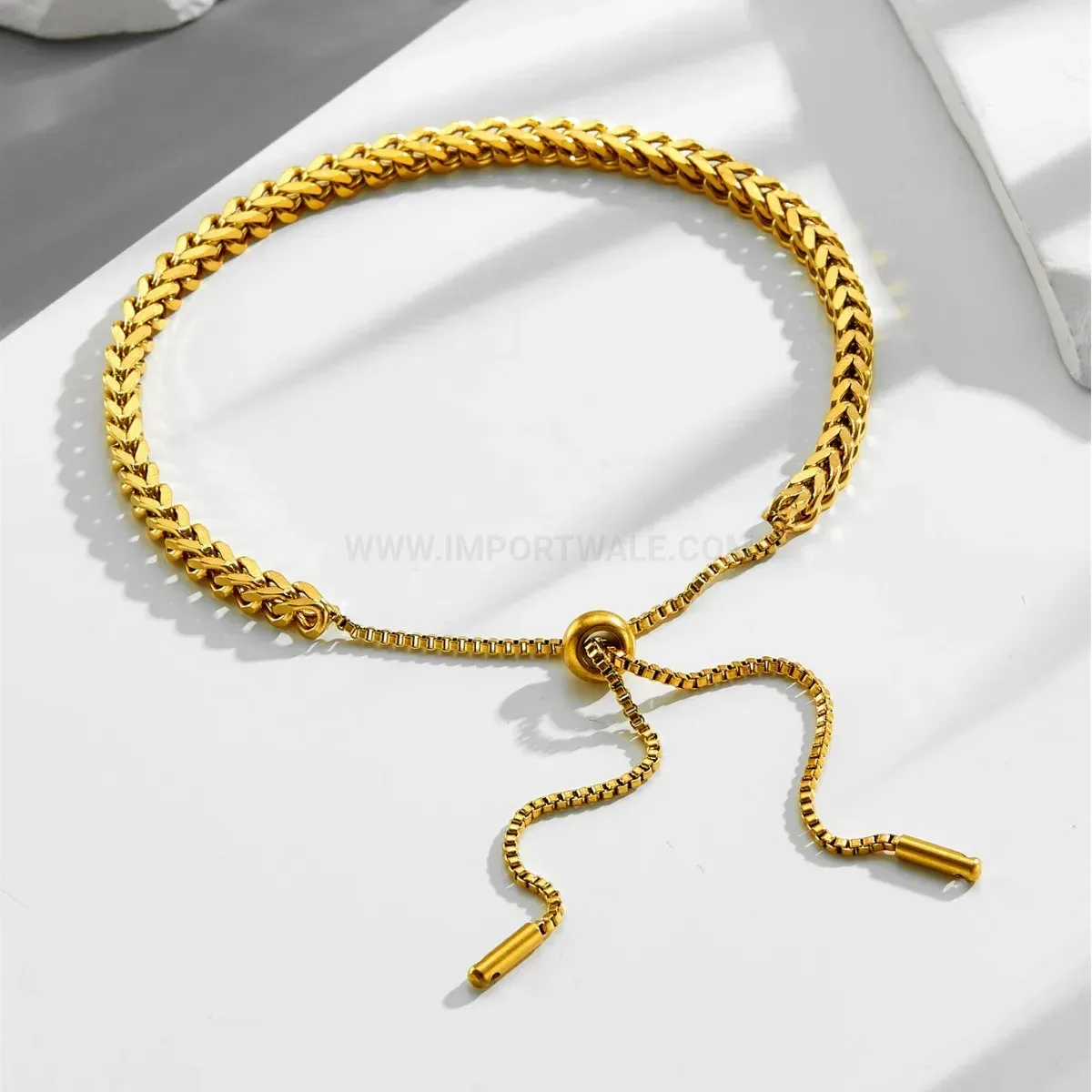 Adjustable Gold Plated Titanium Steel Chain Bracelet