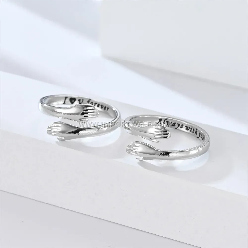 Adjustable Stainless Steel Hug Ring with Engraved Message