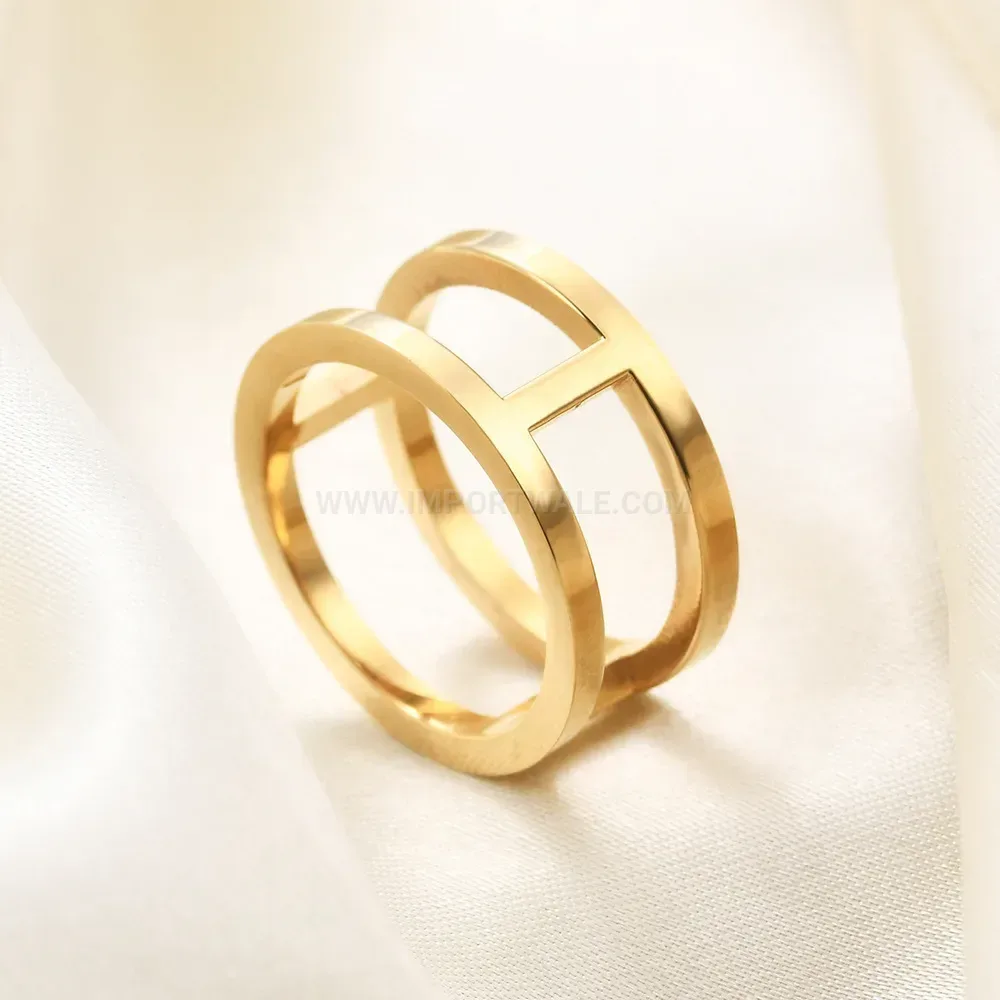 Bold Minimalist Cutout Double Band Stainless Steel Ring