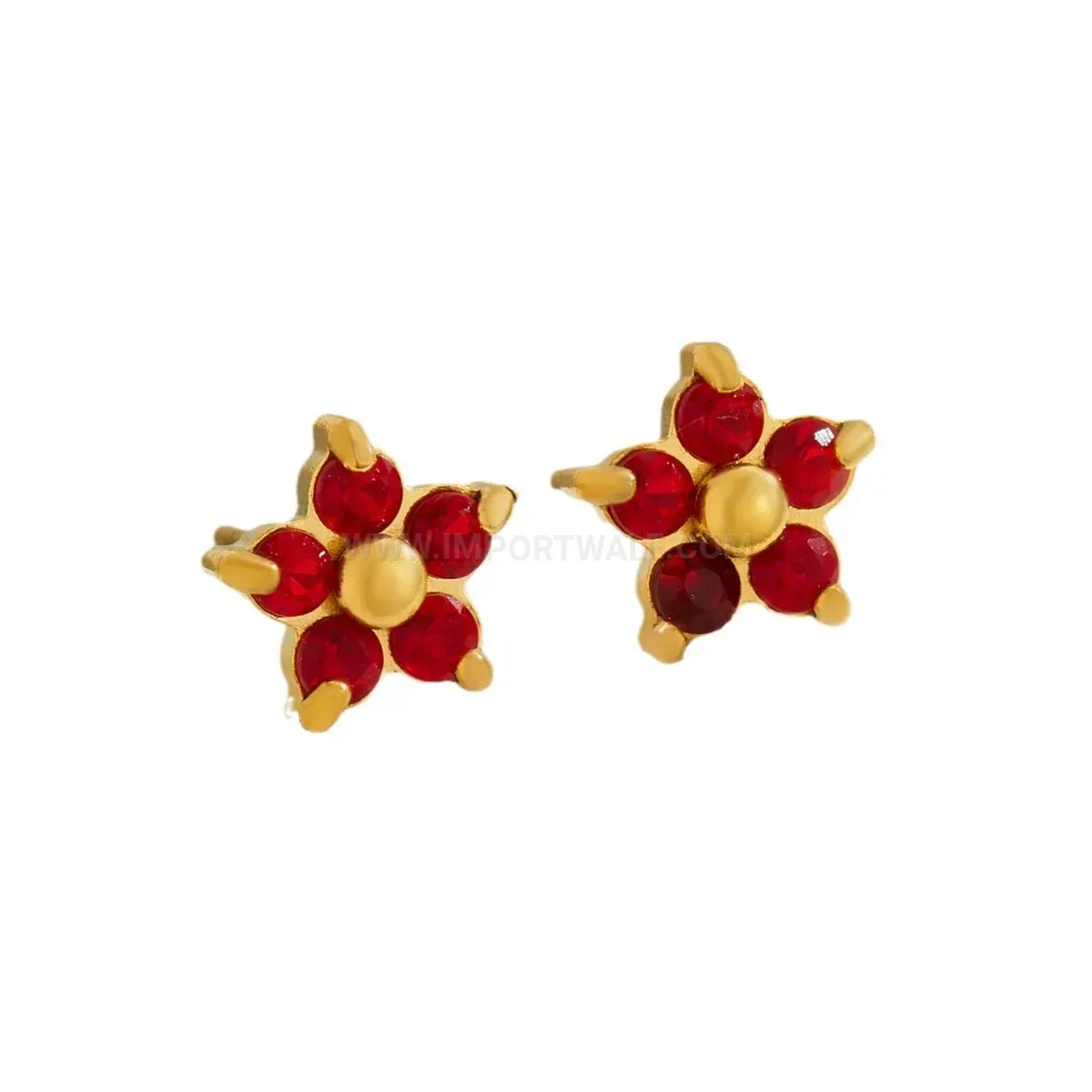 Rhinestone Floral Stud Earrings in Gold Plated Titanium Steel