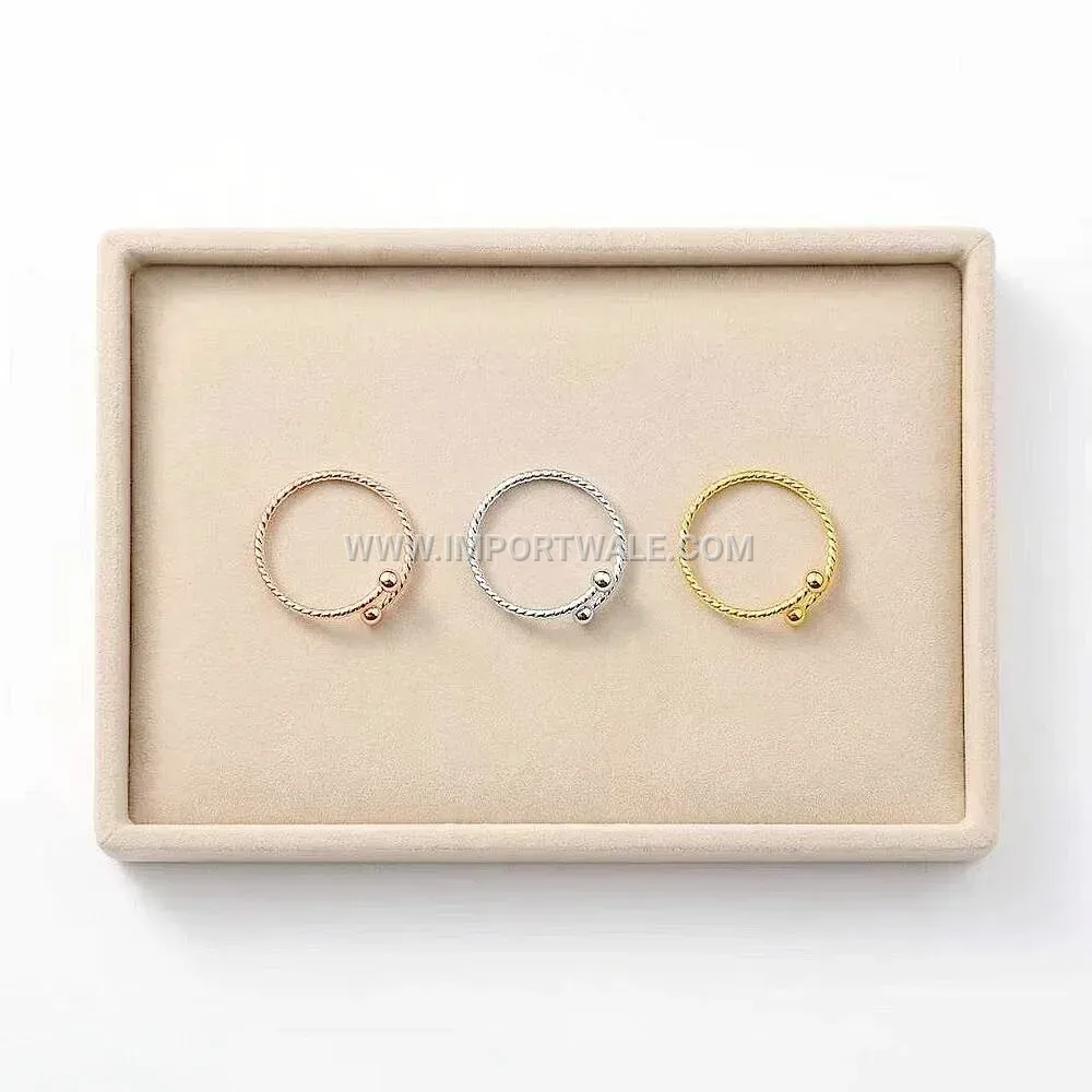 Twisted Bead Open Band Stainless Steel Ring