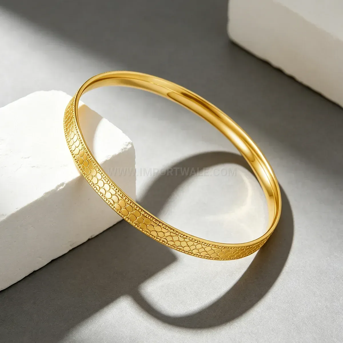Stylish Gold Plated Stainless Steel Dragon Scale Bangle Bracelet