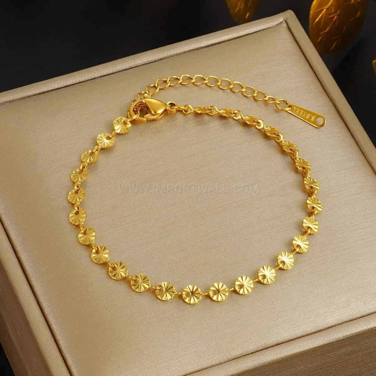 Elegant Textured Disc Gold-Plated Titanium Steel Jewelry Set