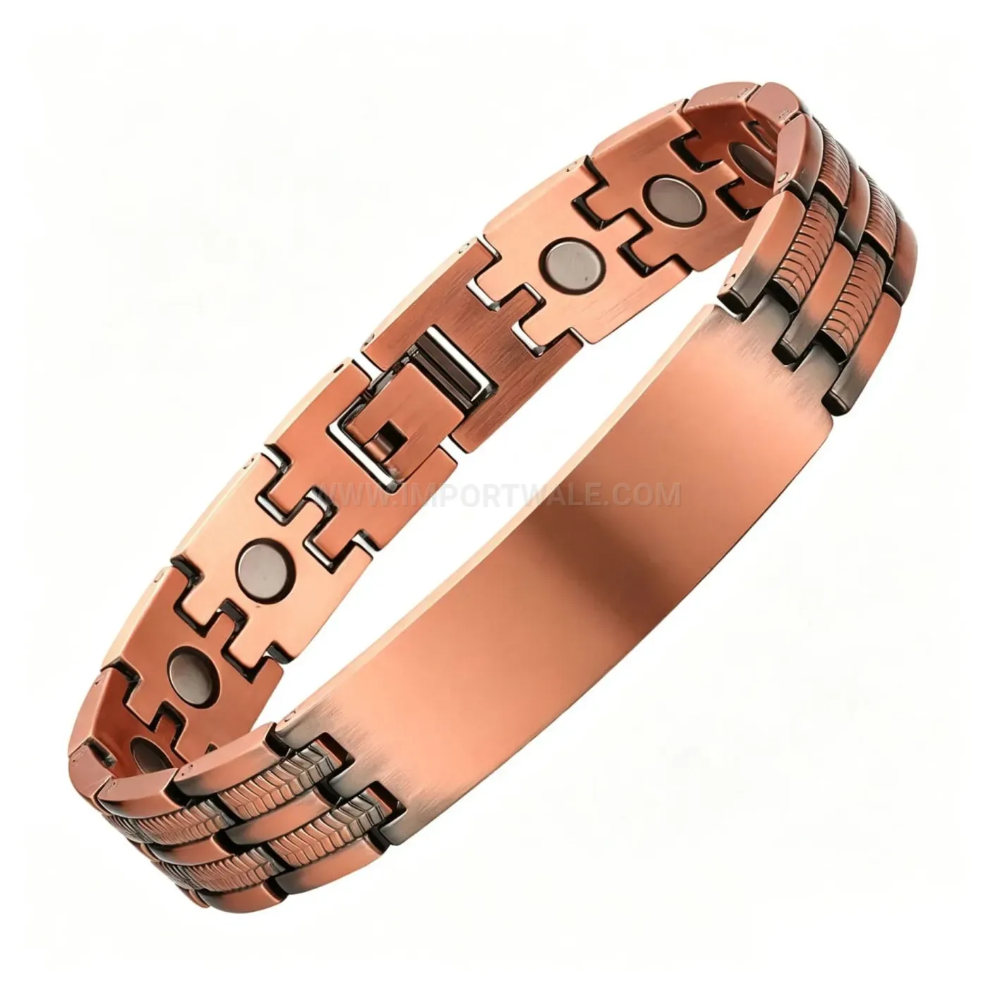 Bold Engravable Curved Plate Copper Bio Magnetic Energy Bracelet