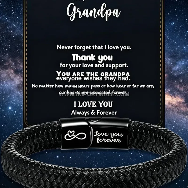 Braided Leather Stainless Steel Magnetic Clasp Gift Bracelet