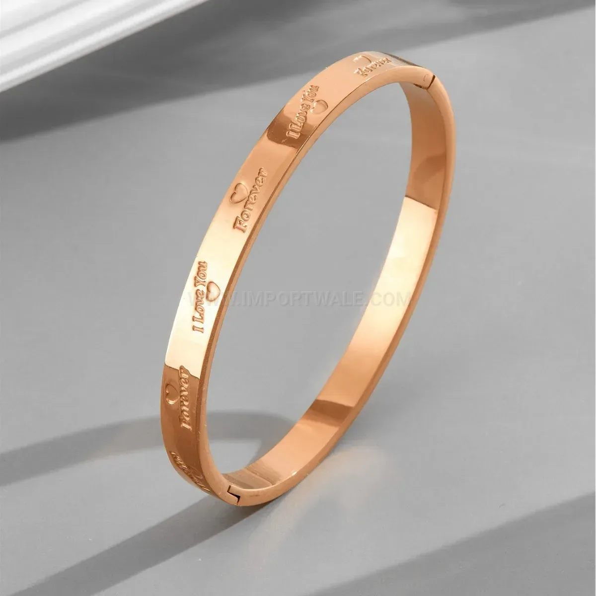 Classic Gold Plated Stainless Steel Love Letter Engraved Bangle