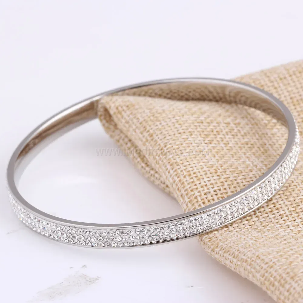 Classic Rhinestone Four Row Sparkling Stainless Steel Jewelry Set
