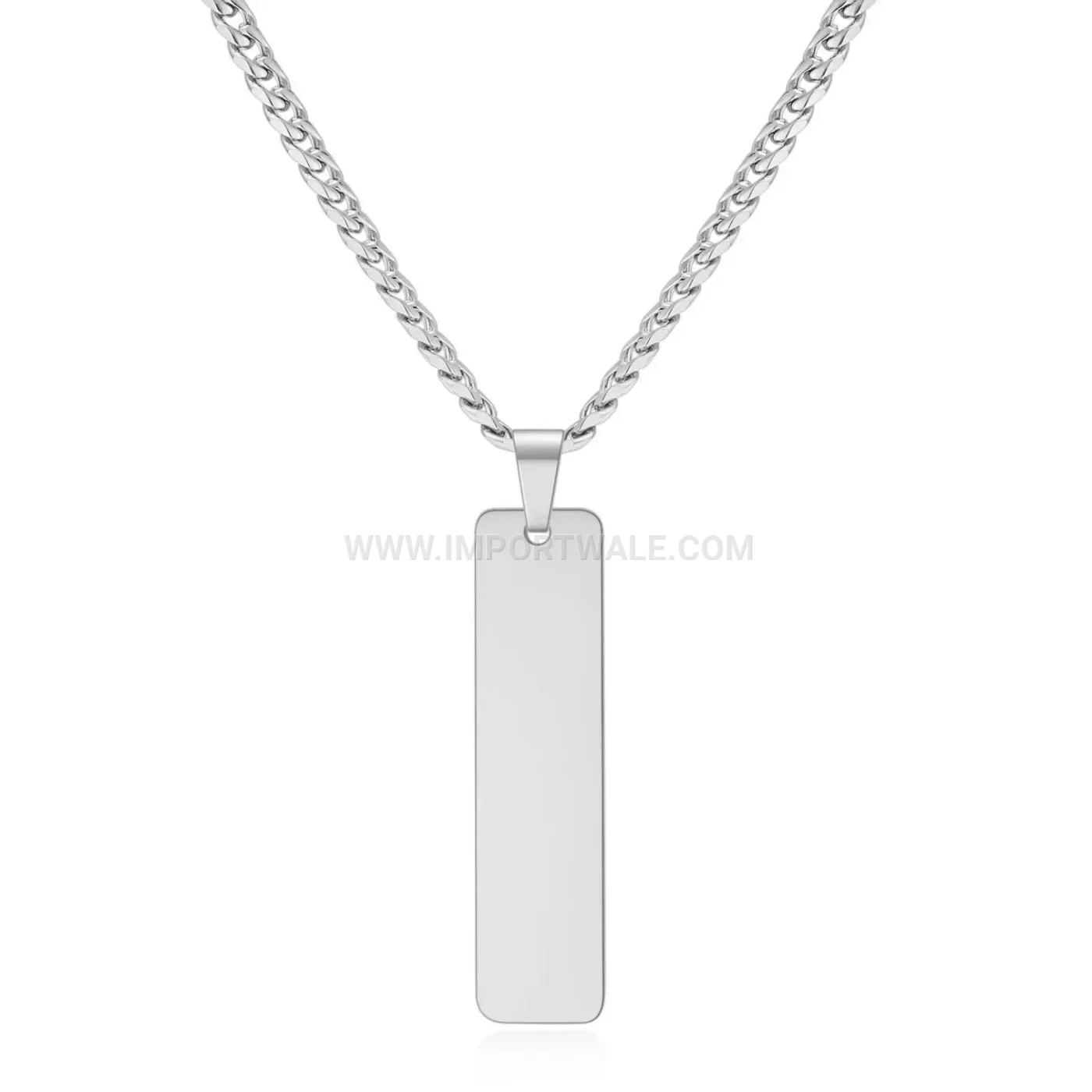 Minimalist Stainless Steel Dog Tag Pendant Chain Necklace