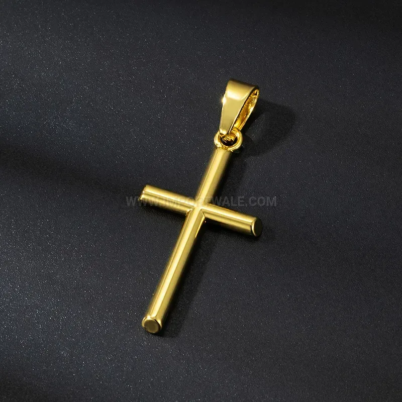Chic Vintage Gold Plated Cross Pendant with Rhinestone Accents