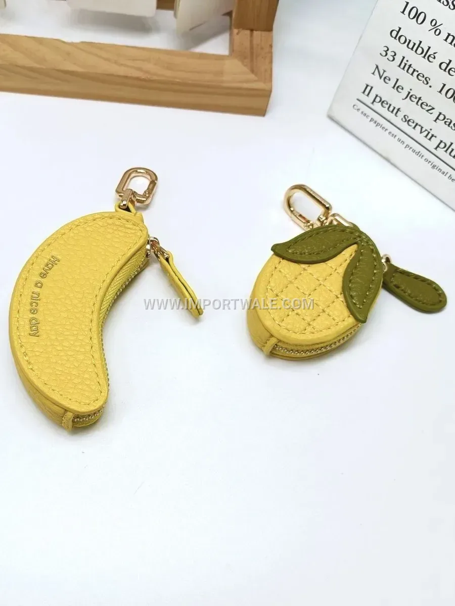 Fresh Fruit Pattern Litchi Texture Mini Coin Bag Charm