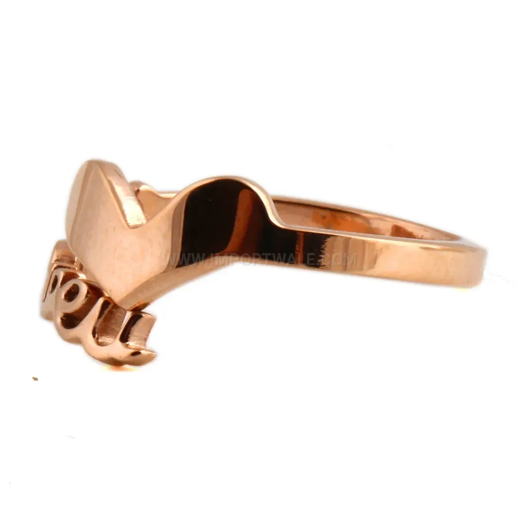 Trendy Cutout LOVE Letter Heart Rose Gold Stainless Steel Ring