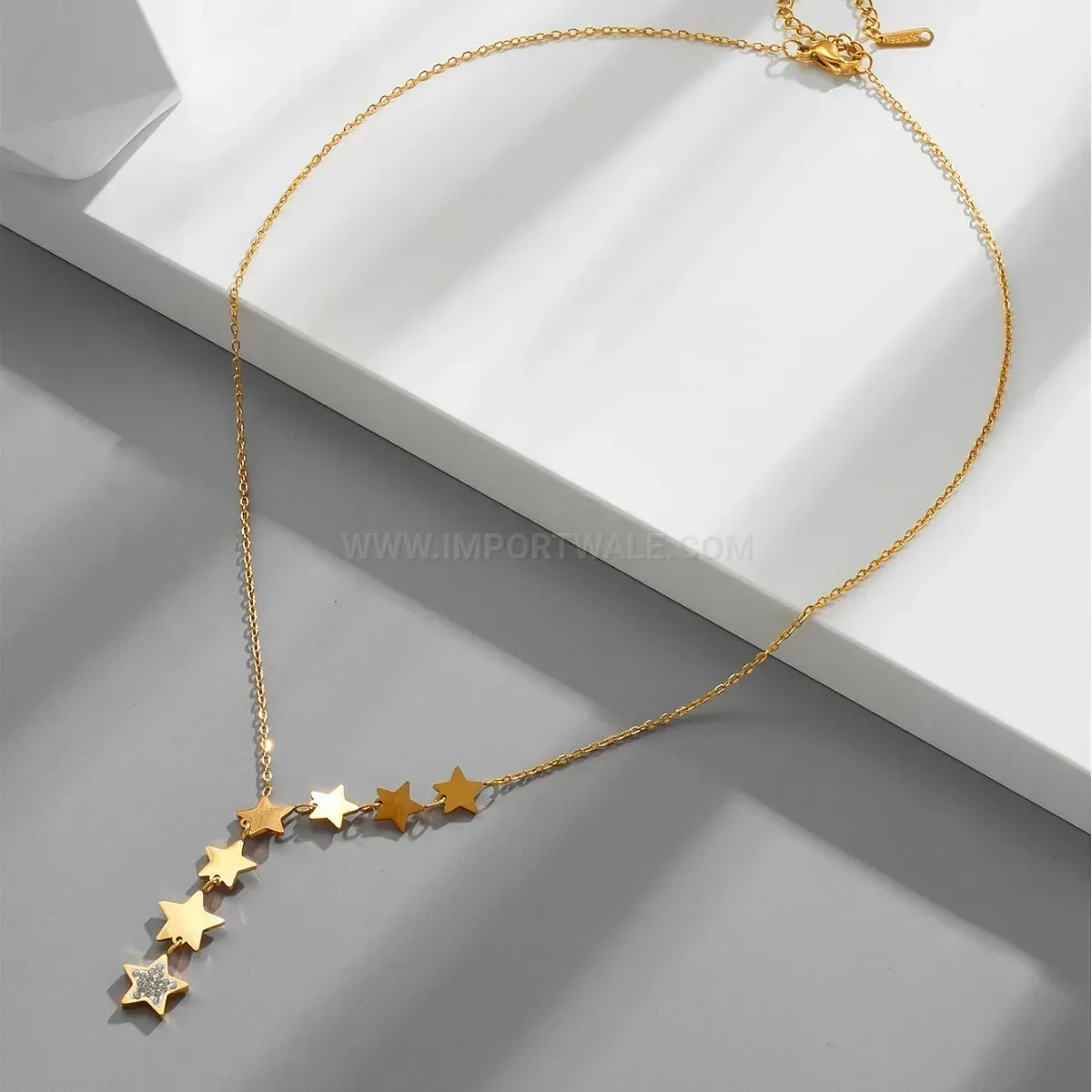 Trendy Minimalist Gold Stainless Steel Seven Star Tassel Pendant Necklace
