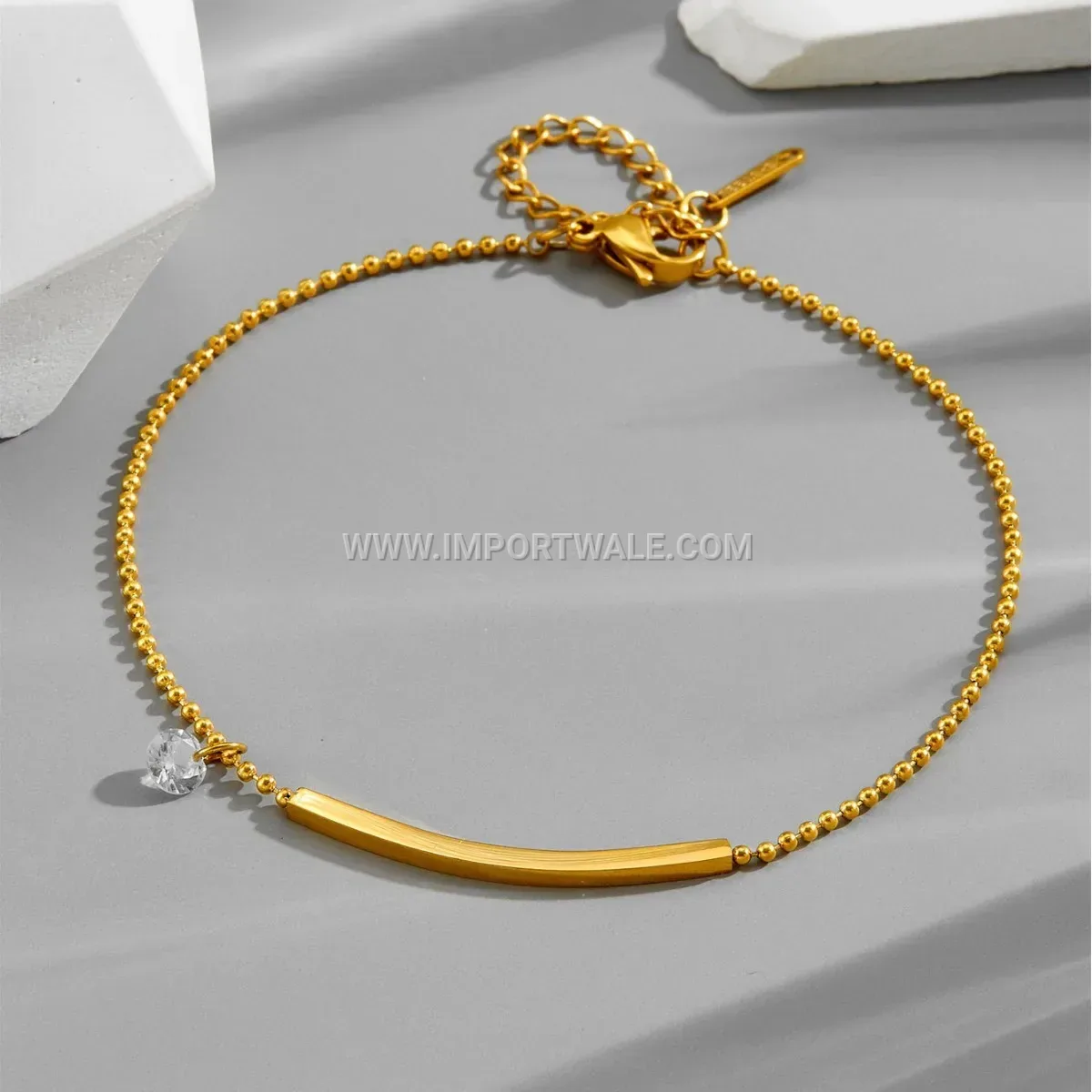 Minimalist 18K Gold Plated Smile Zircon Anklet