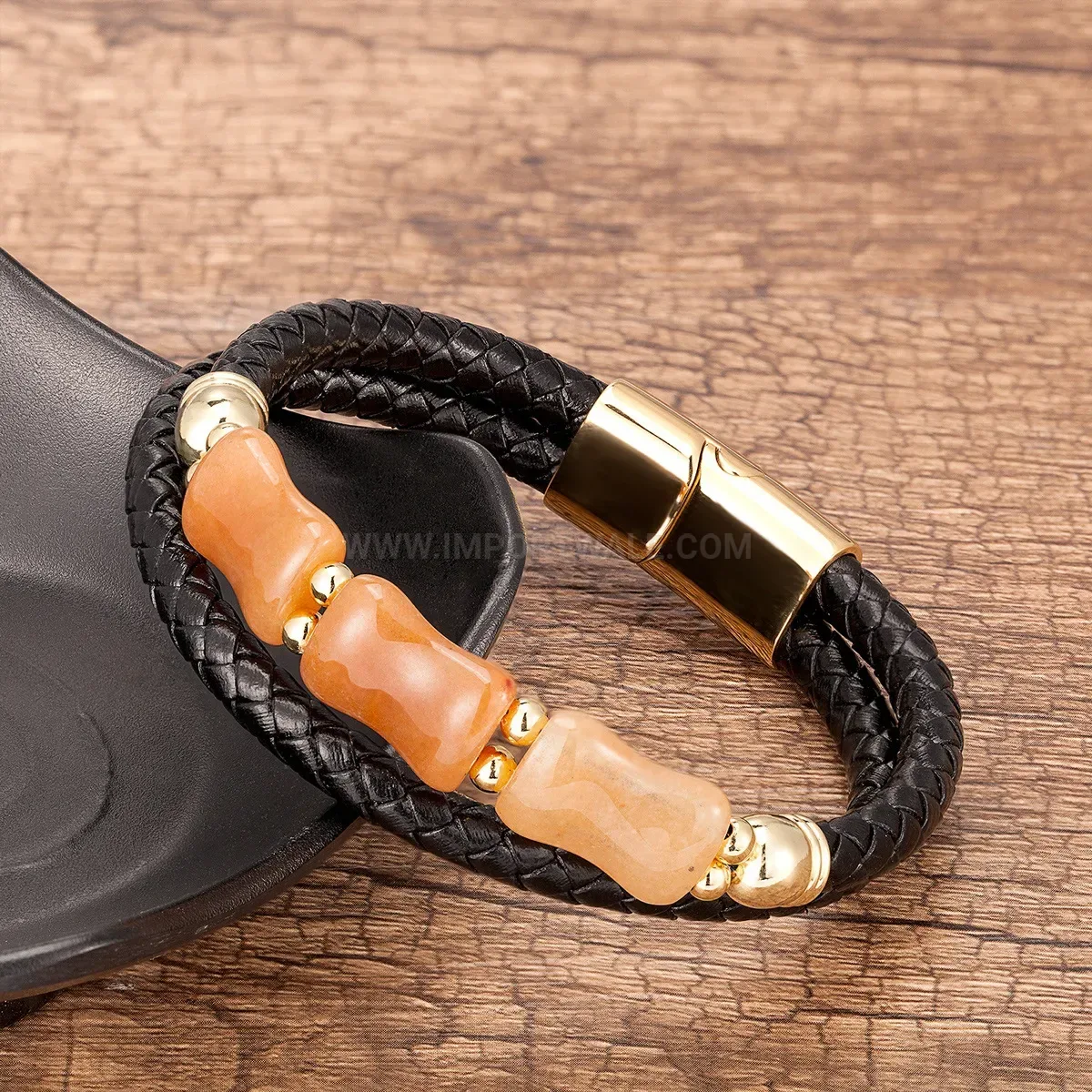 Braided Leather Stainless Steel Magnetic Clasp Bracelets