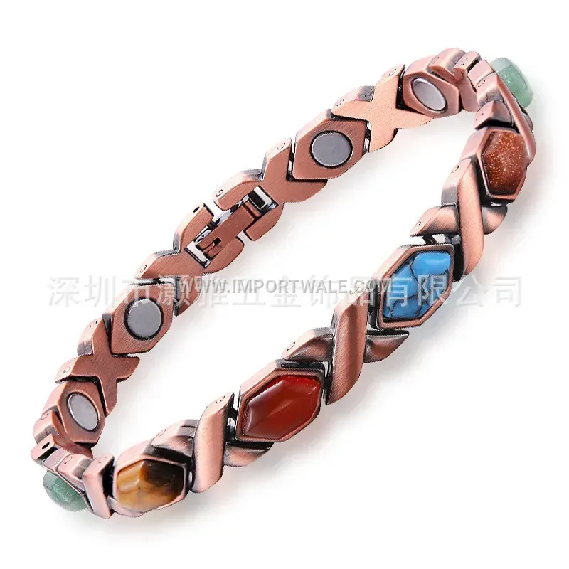 Vintage Red Bronze Alloy Magnetic Bangle Bracelet