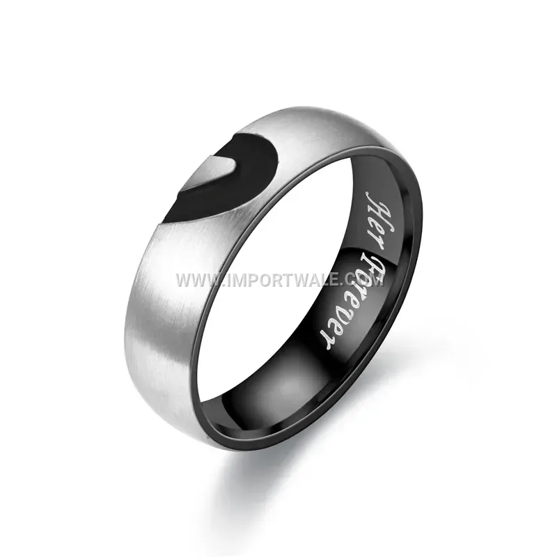 Romantic Engraved Heart Stainless Steel Band Ring