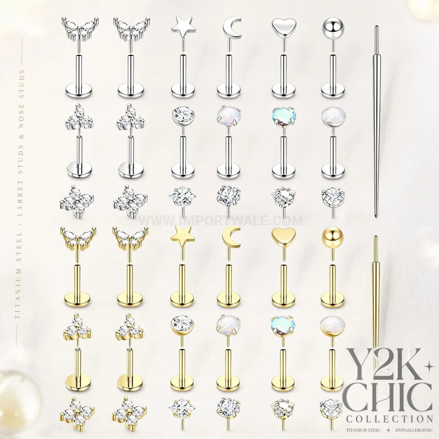 Chic Geometric Stainless Steel Opal Stud Piercing
