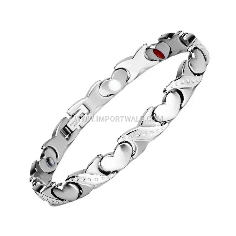 Titanium Steel Magnetic Heart Charm Bracelet for Couples