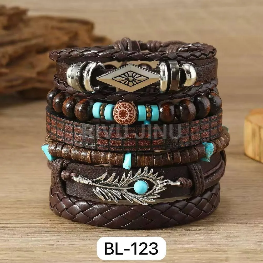 Rugged Adjustable Leather Biker Cuff Bracelet