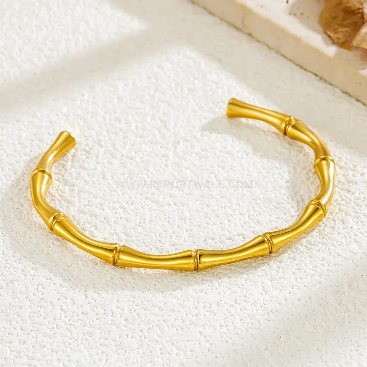 Minimalist Bamboo Joint Gold Plated Titanium Steel Bangle