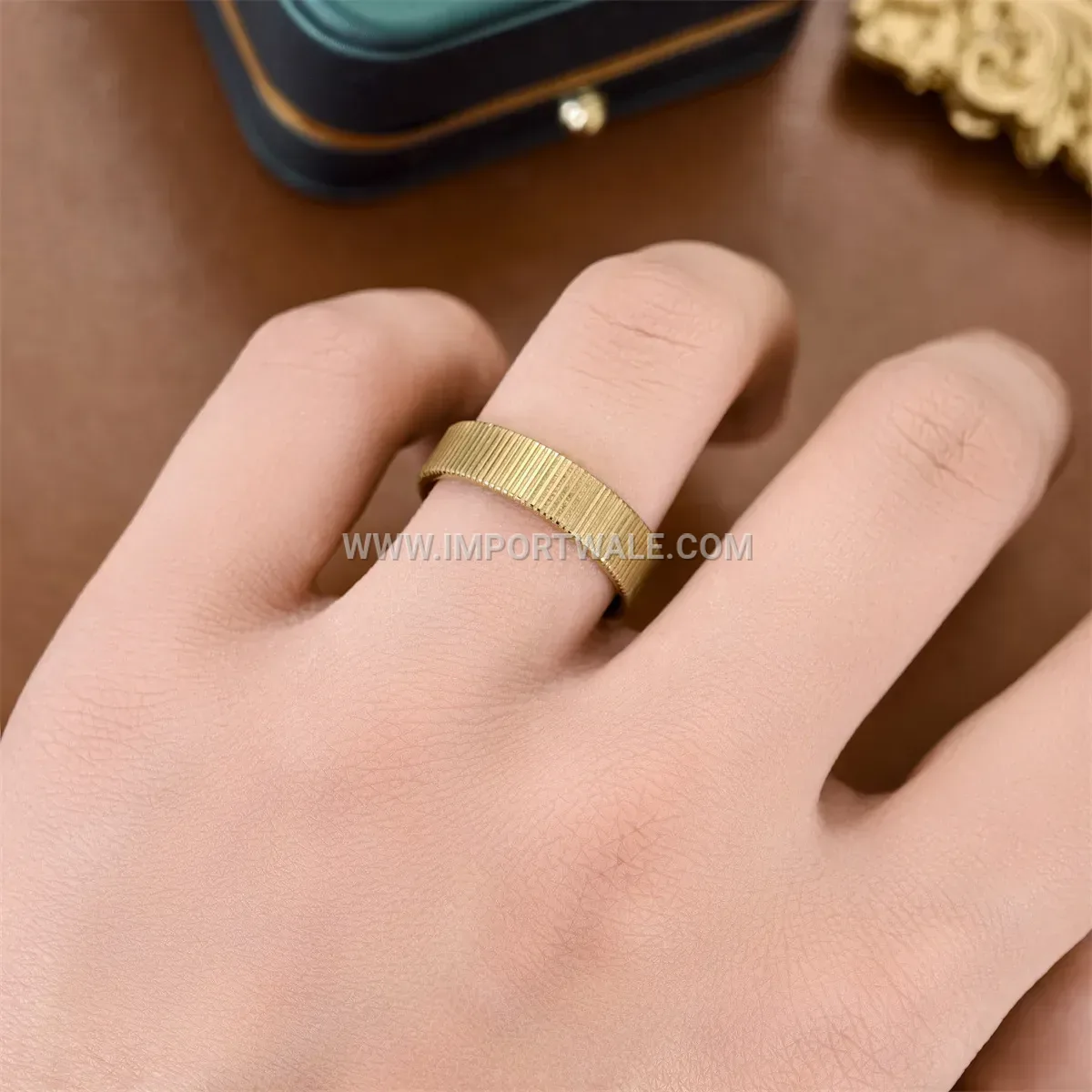Textured Stainless Steel Stepped Contour Band Ring