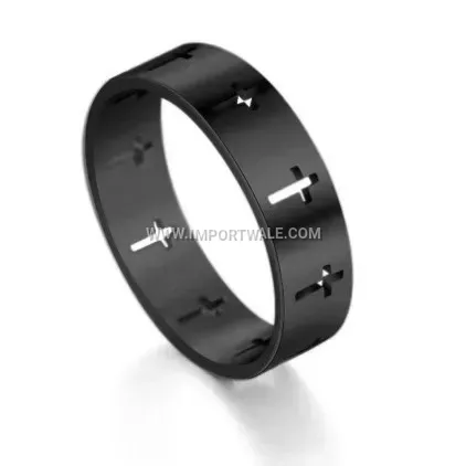 Stainless Steel Cross Cutout Band Ring