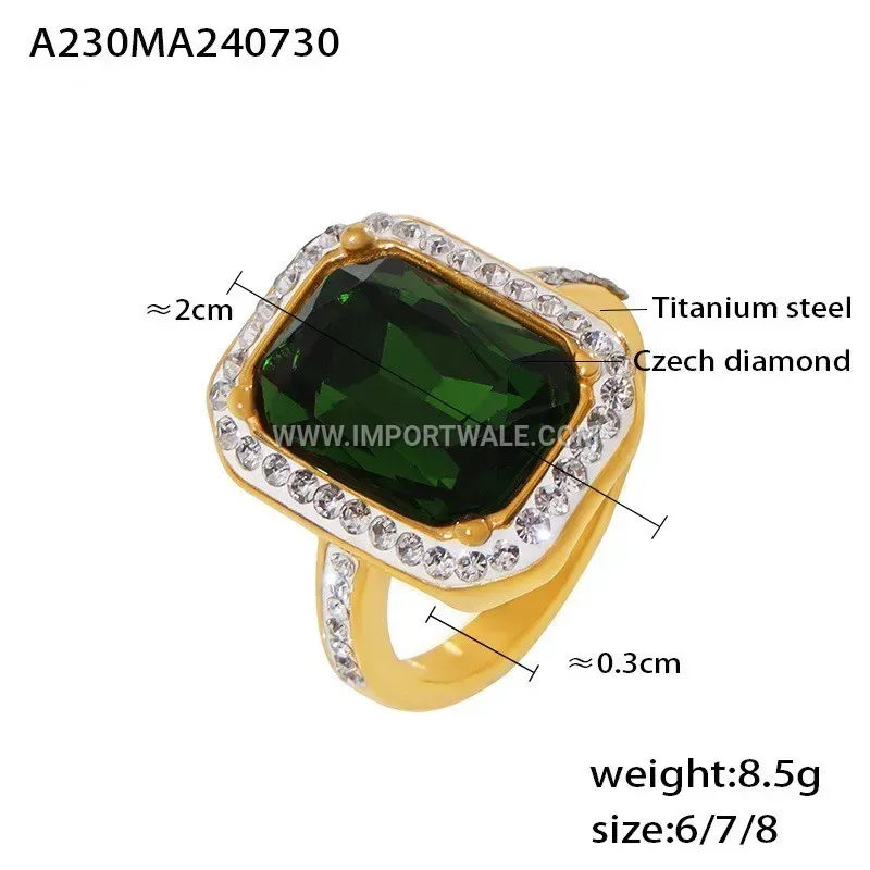 Bezel Set Geometric Zircon 18K Gold Plated Ring