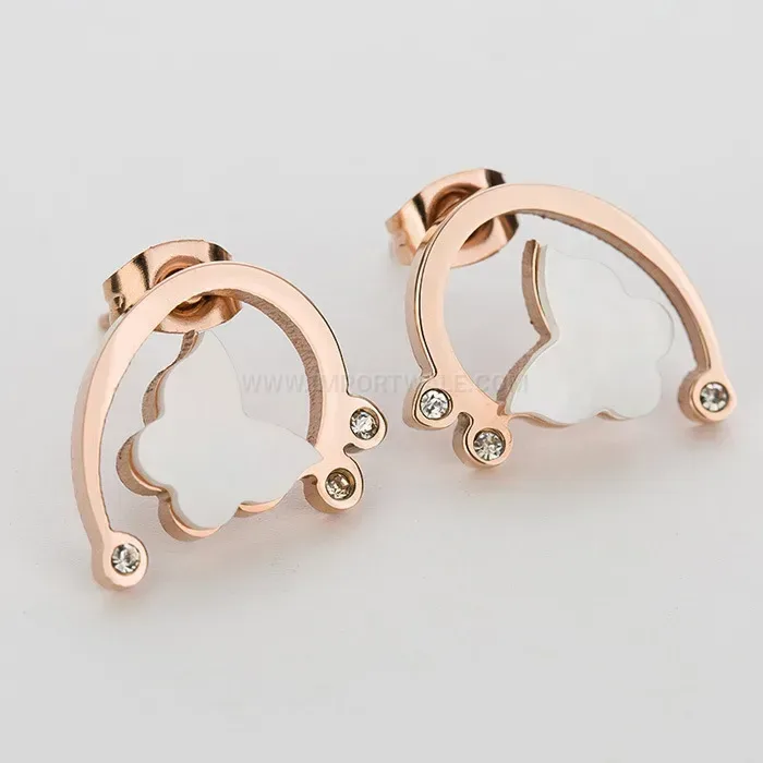 Bold 18K Gold Plated Hollow Shell Butterfly Stainless Steel Stud Earrings