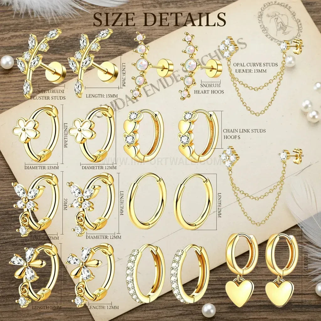 Stylish Sleek Stainless Steel Flat Back Cartilage Piercing Hoop Set