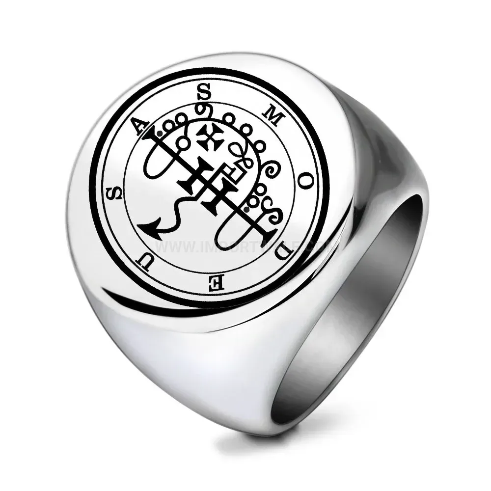 Fashion Vintage Rock Laser Engraved Round Stainless Steel Ring