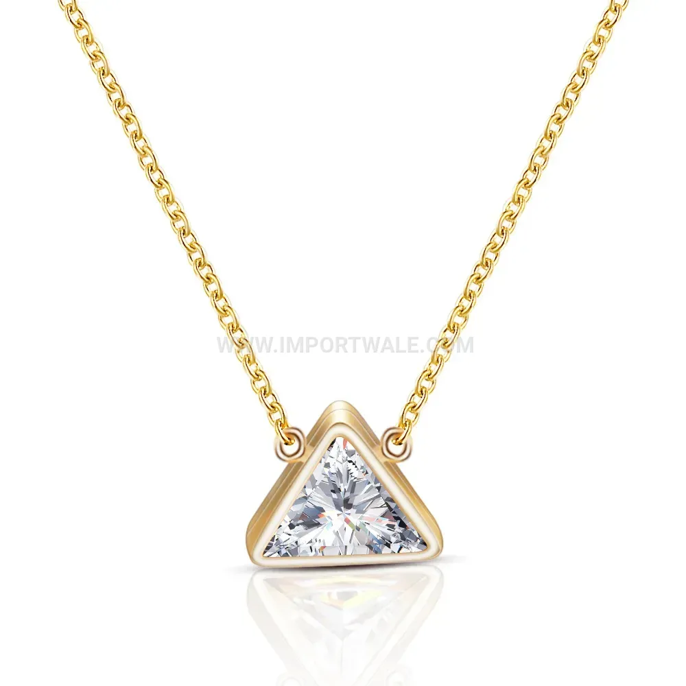 Geometric Triangular Zircon Inlaid Stainless Steel Choker Necklace