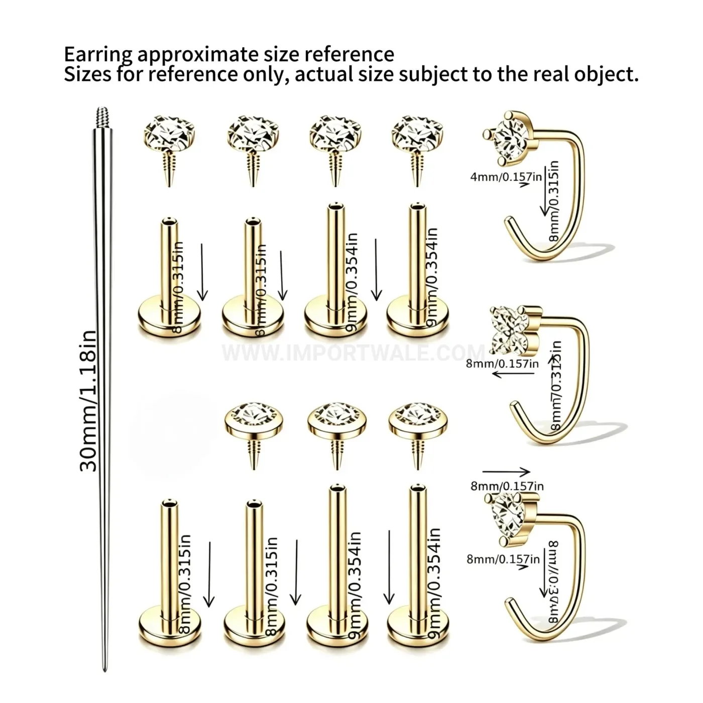 Classic Internally Threaded Flat Back Stainless Steel Body Piercing Set