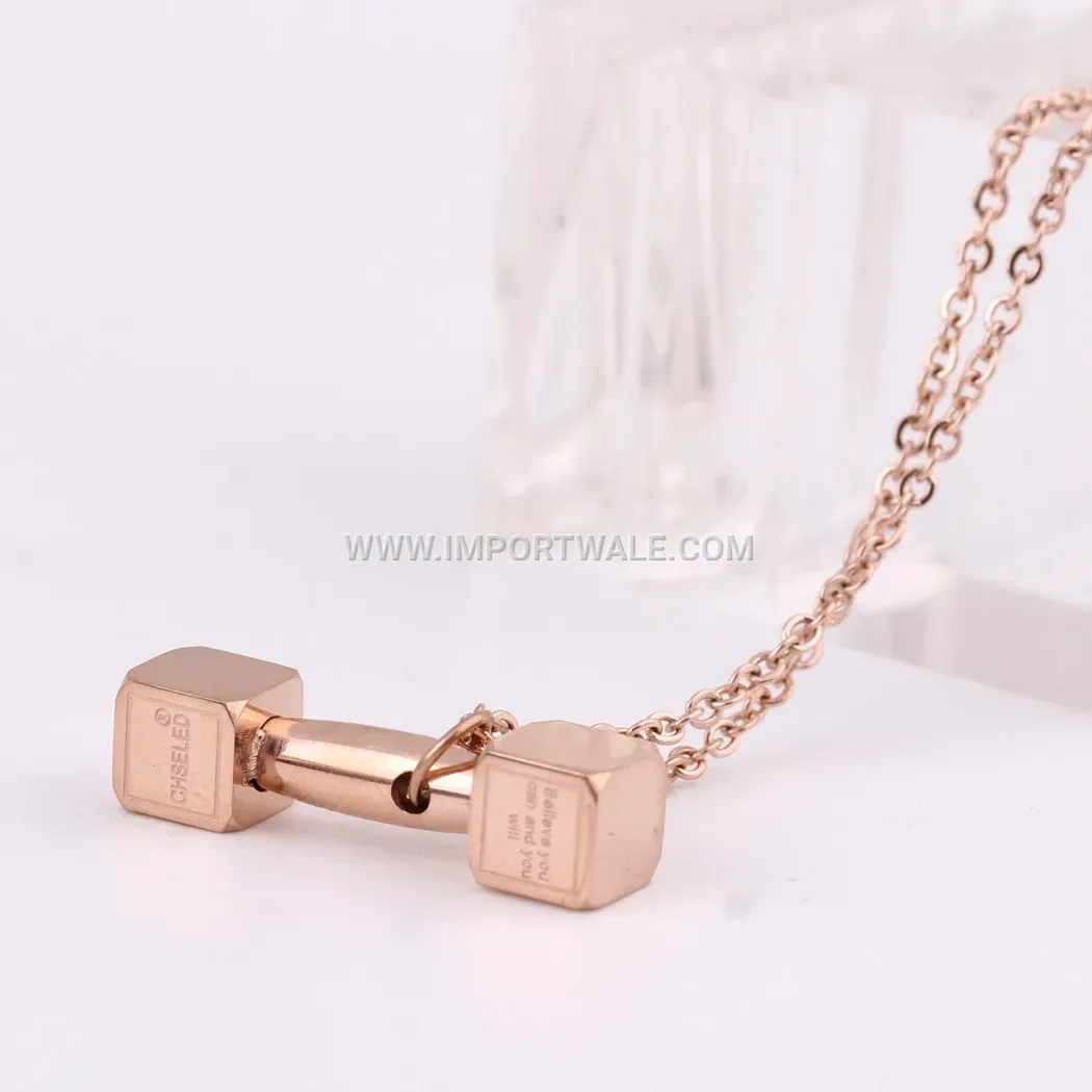 Fitness Dumbbell Pendant Layered Stainless Steel Necklace