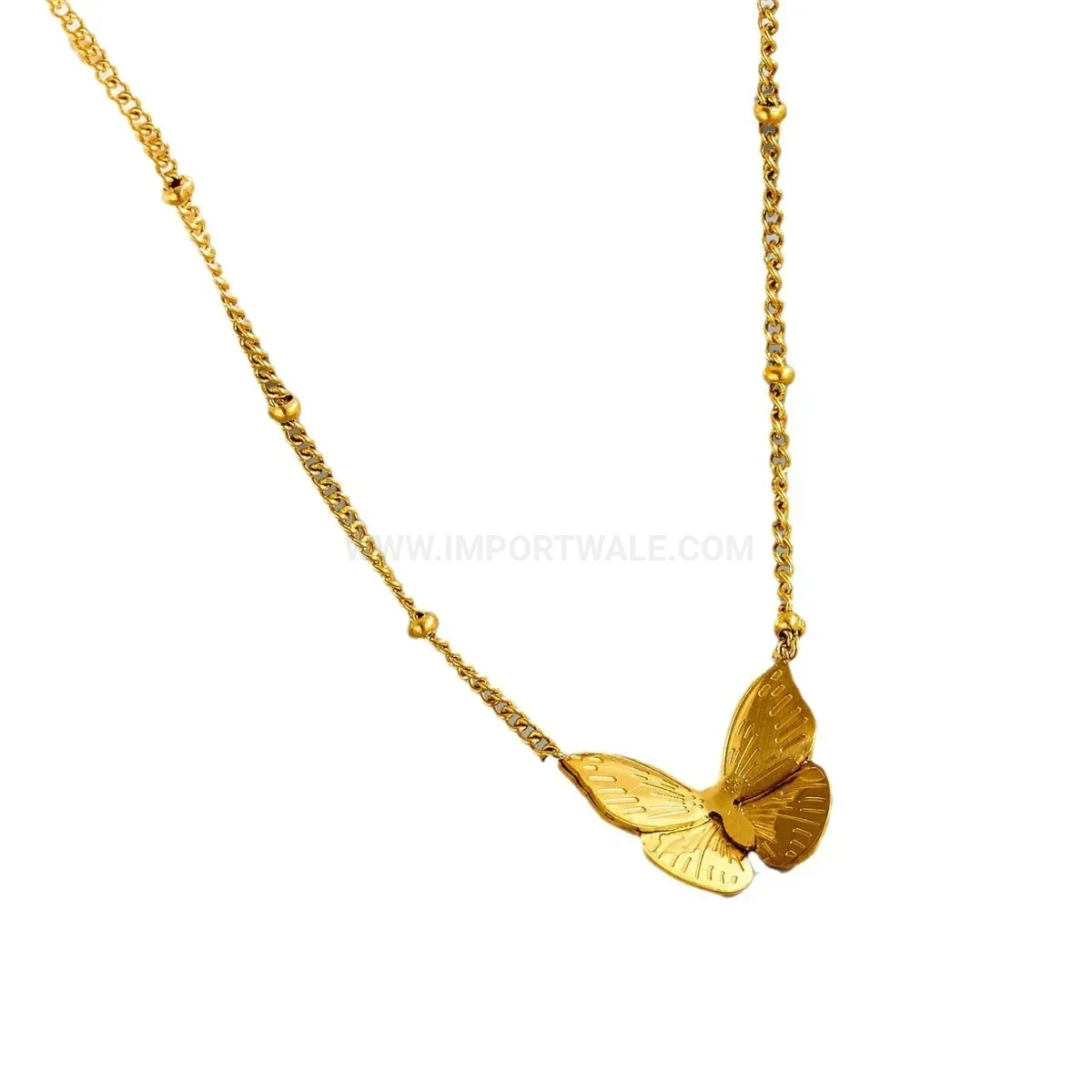 Chic Minimalist Folded Metallic Butterfly Titanium Steel Necklace