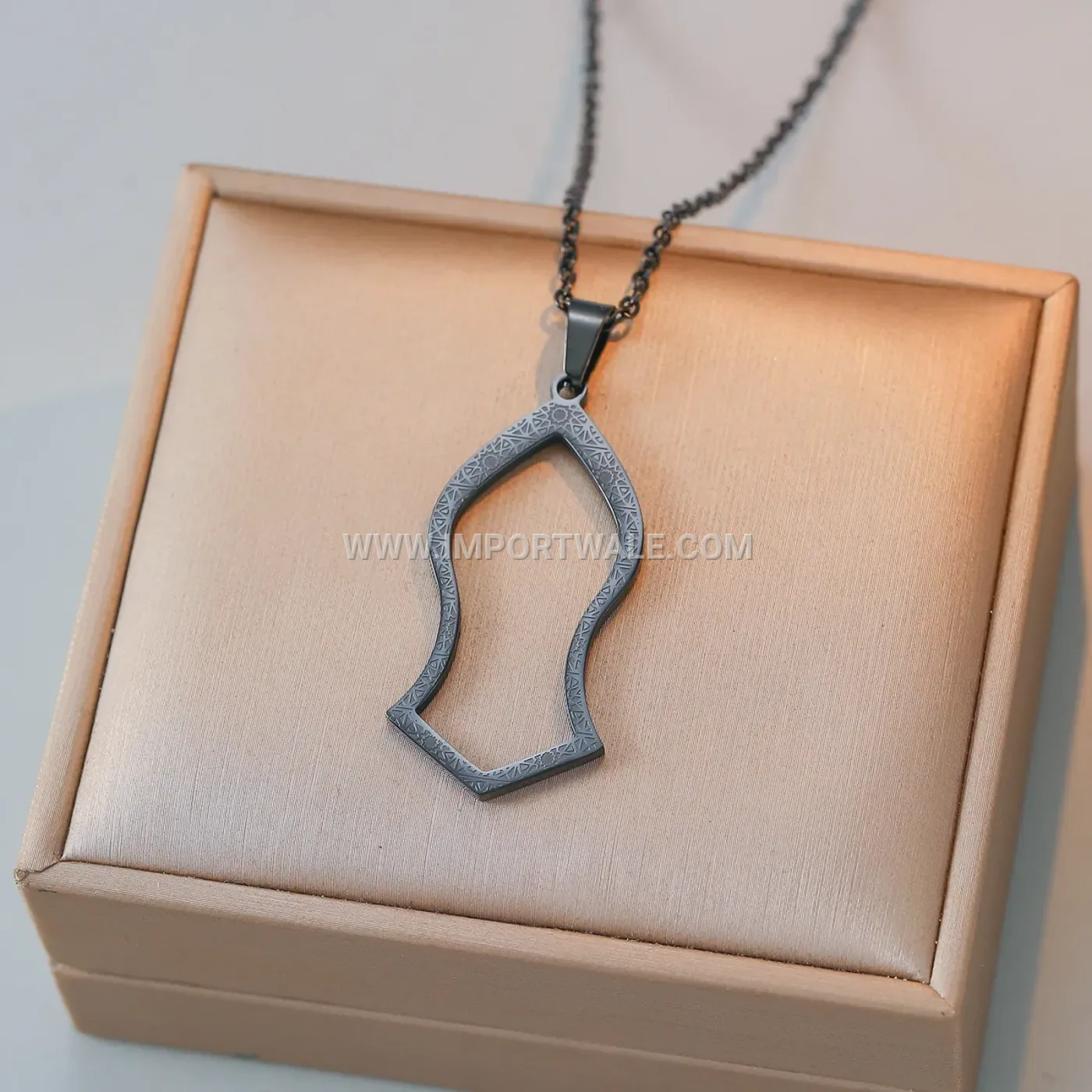 Stainless Steel Islamic Calligraphy Calabash Pendant Necklace