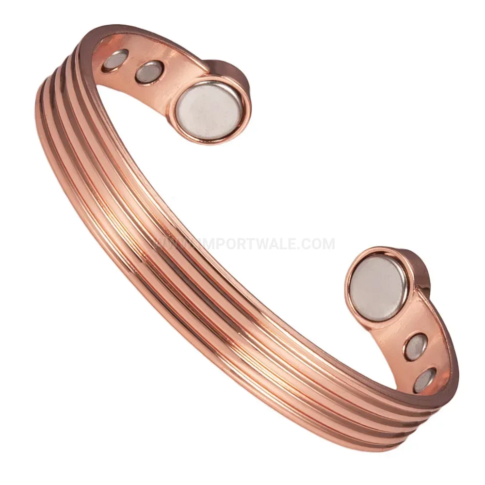 Minimalist Magnetic Pure Copper Open Cuff Bangle